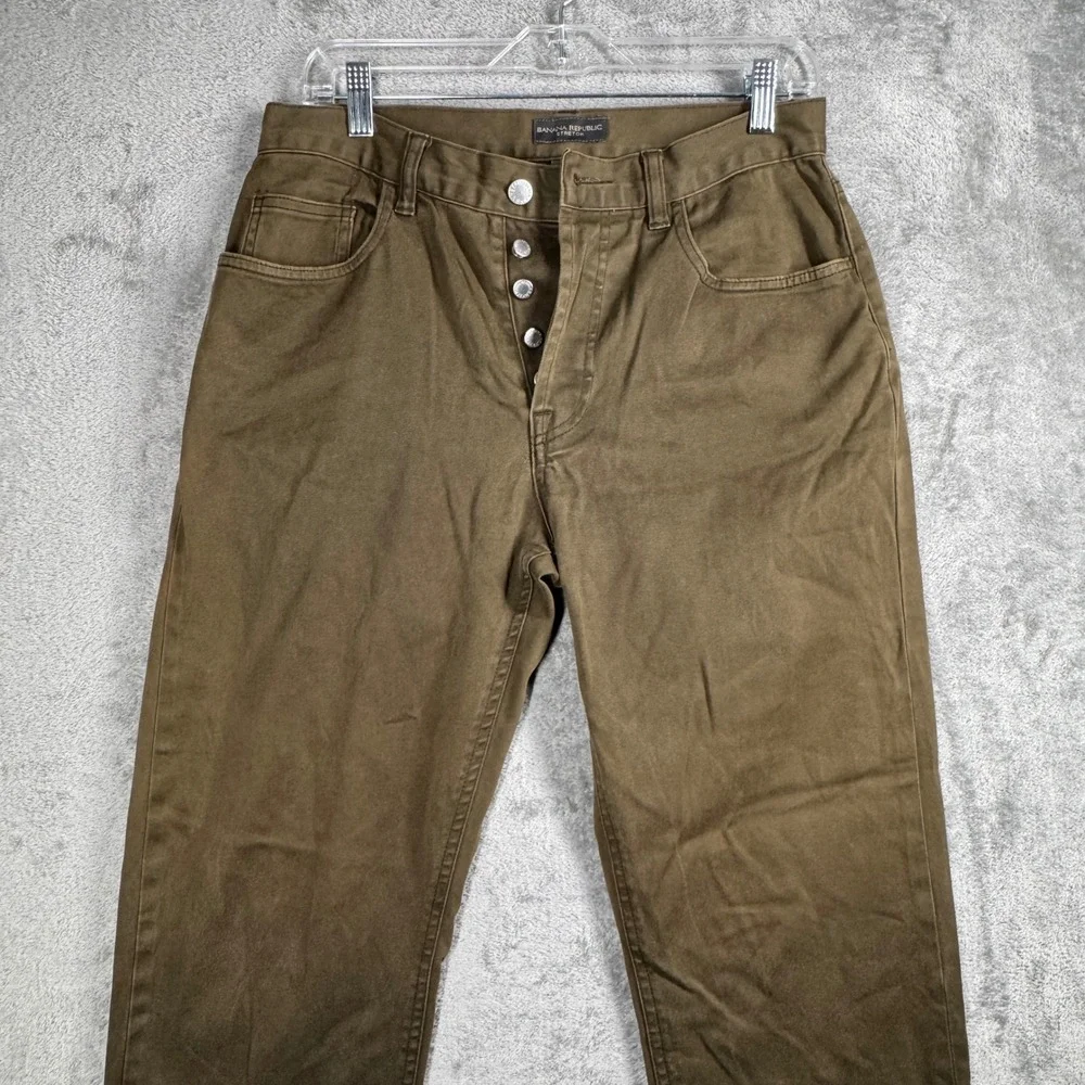 Banana Republic Stretch Pants‎ Mens 31R Khaki Brown Button Fly Y2K Casual